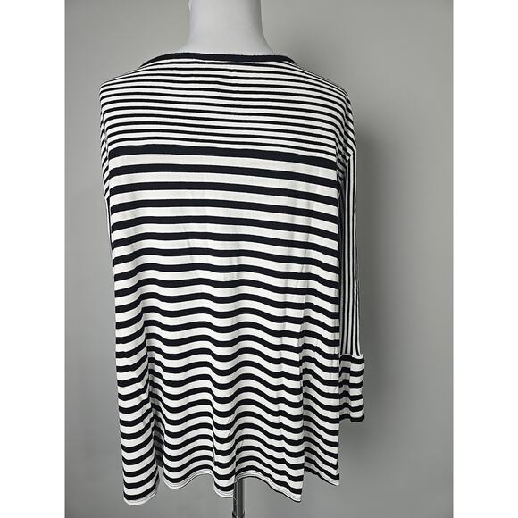 RUBY RD. Black White Striped Bell Sleeve Knit Sweater Top 3X - Picture 4 of 5